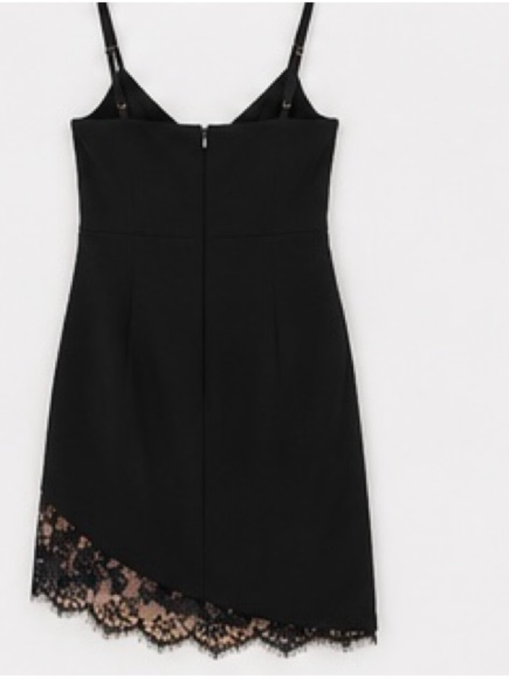 Lush Black Lace Hem Mini Dress Nude Illusion Slip Cocktail Party Size S - Picture 6 of 10